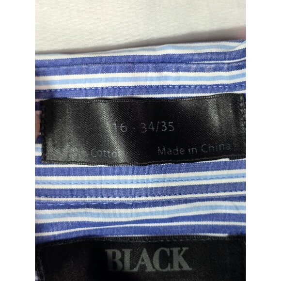 BLACK by Saks Fifth Avenue Men's Dress Shirt Blue White Size 16 34/35 - Picture 4 of 9